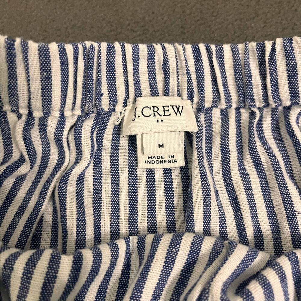 J.Crew Linen Blend Skirt Women Medium Blue White Stripe Coastal Preppy Nautical - Picture 6 of 7